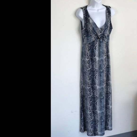 Epilogue Blue Gray Snakeskin Print Maxi Dress - Picture 1 of 8